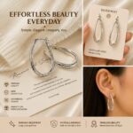 Elegant Silver Tone Oval Hoop Earrings for Women and Girls, Double Layered Hoops with Delicate Beaded Edge Detailing, Stylish Minimalist Statement Earrings for Party, Wedding, Festive, Office and Everyday Wear - Image 2