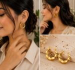 Elegant Gold Tone Twisted Hoop Earrings for Women Smooth Chunky Circular Statement Jewellery for Party Wedding Festive Ethnic and Everyday Wear - Image 2