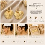 Elegant Gold Tone Leaf Drop Earrings for Women, Layered Textured Leaf Design with Fine Line Detailing, Stylish Statement Fashion Jewellery for Party, Wedding, Festive and Special Occasions - Image 2