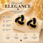 Elegant Black Enamel Geometric Stud Earrings for Women, Gold Tone Contemporary Statement Earrings, Stylish Fashion Jewellery for Party, Office, Festive and Everyday Wear - Image 2