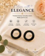 Elegant Black Enamel Circle Stud Earrings for Women, Gold Tone Round Hoop Inspired Minimalist Earrings, Stylish Contemporary Fashion Jewellery for Party, Office, Festive and Everyday Wear - Image 2