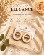 Elegant White Enamel Round Hoop Stud Earrings for Women, Gold Tone Minimalist Open Circle Design, Stylish Fashion Jewellery for Office, Party, Festive and Everyday Wear - Image 2
