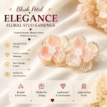 Elegant Pink Floral Stud Earrings for Women, Layered Flower Design with Gold Tone Wire Petals and Chic Crystal Center, Trendy Fashion Jewellery for Party, Wedding and Festive Wear - Image 2