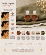 Elegant Brown Pearl Drop Earrings for Women, Gold Tone Round Statement Earrings with White Oval Pearl Studs and Textured Brown Pendant, Trendy Fashion Jewellery for Party and Festive Wear - Image 3