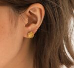 Elegant Gold Tone Seashell Stud Earrings for Women Textured Shell Design Statement Jewellery for Party Wedding Festive Beach Vacation and Everyday Wear - Image 3