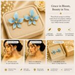 Elegant Light Blue Floral Stud Earrings for Women, Beautiful Enamel Flower Design with Sparkling Center, Gold-Tone Finish, Lightweight Trendy Fashion Jewellery for Daily Wear, Party, Wedding and Festive Occasions - Image 4