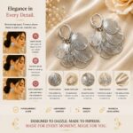 Elegant Silver Tone Floral Drop Earrings for Women, Layered Petal Design with Fine Line Texture, Stylish Statement Fashion Jewellery for Party, Wedding, Festive and Special Occasions - Image 3
