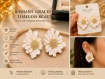 Elegant White Floral Statement Stud Earrings for Women and Girls, Gold Tone Layered Flower Earrings with Intricate Beaded Center and Soft White Enamel Finish, Stylish Jewellery for Party, Wedding, Festive and Everyday Wear - Image 4