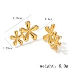 Elegant Gold Tone Double Flower Drop Earrings for Women Floral Statement Jewellery for Party Wedding Festive Ethnic and Stylish Occasion Wear - Image 4