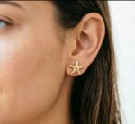 Gold Tone Starfish Stud Earrings for Women Textured Sea Star Design Trendy Minimalist Jewellery for Beach Vacation Party Casual and Everyday Wear - Image 4