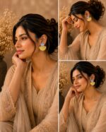 Gold-Tone Shell Fan Earrings with Blue Cat Eye Stone for Women | Elegant Statement Stud Earrings | Trendy Fashion Jewellery for Party, Festive and Casual Wear - Image 4