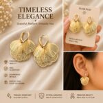 Elegant Gold Tone Leaf Drop Earrings for Women, Layered Textured Leaf Design with Fine Line Detailing, Stylish Statement Fashion Jewellery for Party, Wedding, Festive and Special Occasions - Image 4