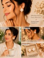 Elegant White Enamel Square Stud Earrings for Women, Gold Tone Geometric Design with Marbled Finish, Stylish Stainless Steel Fashion Jewellery for Party, Office, Festive and Everyday Wear - Image 4