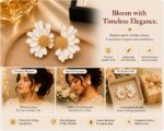 Elegant White Floral Statement Stud Earrings for Women and Girls, Gold Tone Layered Flower Earrings with Intricate Beaded Center and Glossy White Enamel Finish, Stylish Jewellery for Party, Wedding, Festive and Everyday Wear - Image 6