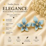 Elegant Light Blue Floral Stud Earrings for Women, Beautiful Enamel Flower Design with Sparkling Center, Gold-Tone Finish, Lightweight Trendy Fashion Jewellery for Daily Wear, Party, Wedding and Festive Occasions - Image 6