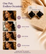 Elegant Black Enamel Square Stud Earrings for Women, Gold Tone Geometric Statement Design, Stylish Stainless Steel Fashion Jewellery for Party, Office, Festive and Everyday Wear - Image 5
