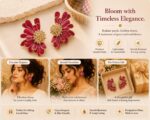 Elegant Maroon Floral Statement Stud Earrings for Women and Girls, Gold Tone Layered Flower Earrings with Intricate Beaded Center and Rich Maroon Enamel Finish, Stylish Jewellery for Party, Wedding, Festive and Everyday Wear - Image 6