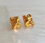 Elegant Gold Tone Abstract Textured Rectangle Stud Earrings for Women Chunky Statement Jewellery for Party Wedding Festive and Stylish Everyday Wear - Image 7