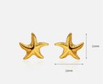 Elegant Gold Tone Starfish Stud Earrings for Women Textured Ocean Inspired Statement Jewellery for Party Wedding Festive Beach Vacation and Everyday Wear - Image 7