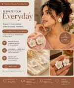 Elegant White Floral Stud Earrings for Women, Beautiful Flower Shaped Design with Pearl and Sparkling Rhinestone Center, Stylish Statement Fashion Jewellery for Party, Wedding, Festive and Special Occasions - Image 7
