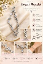 Elegant Silver-Tone Leaf Vine Bracelet for Women with Sparkling Clear Oval Crystals and Delicate Leaf Accents, Nature-Inspired Statement Fashion Jewellery for Party, Wedding, Festive and Everyday Wear - Image 3
