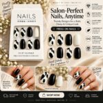 24 Pcs Black and White Cow Print Press On Nails for Women, Glossy Cow Pattern Artificial Nails with Solid Black and White Tips, Cute DIY Manicure Set for Party, Casual and Everyday Wear - Image 2