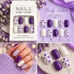24 Pcs Purple Heart Press On Nails for Women, Glossy White and Purple Artificial Nails with Cute Heart Pattern Design, Trendy DIY Manicure Set for Party, Date, Wedding and Everyday Wear - Image 4