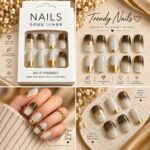 24 Pcs Pink Floral Butterfly Press On Nails for Women | Cute Colorful Flower Printed Long Artificial Nails | Glossy Trendy DIY Manicure Nail Set - Image 4