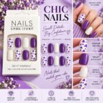 24 Pcs Purple Heart Press On Nails for Women, Glossy White and Purple Artificial Nails with Cute Heart Pattern Design, Trendy DIY Manicure Set for Party, Date, Wedding and Everyday Wear - Image 5