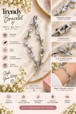Elegant Silver-Tone Leaf Vine Bracelet for Women with Sparkling Clear Oval Crystals and Delicate Leaf Accents, Nature-Inspired Statement Fashion Jewellery for Party, Wedding, Festive and Everyday Wear - Image 5