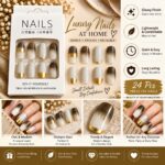 24 Pcs Pink Floral Butterfly Press On Nails for Women | Cute Colorful Flower Printed Long Artificial Nails | Glossy Trendy DIY Manicure Nail Set - Image 6