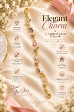 Elegant Gold-Tone Purple and Pink Crystal Leaf Vine Bracelet for Women with Sparkling Gemstone Accents, Floral-Inspired Adjustable Fashion Jewellery for Party, Wedding, Festive and Everyday Wear - Image 6