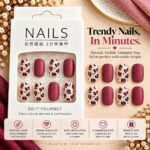 24 Pcs Brown White Gold Foil Press On Nails for Women | Elegant Ombre French Tip Artificial Nails | Glossy Neutral Luxury DIY Manicure Nail Set - Image 7